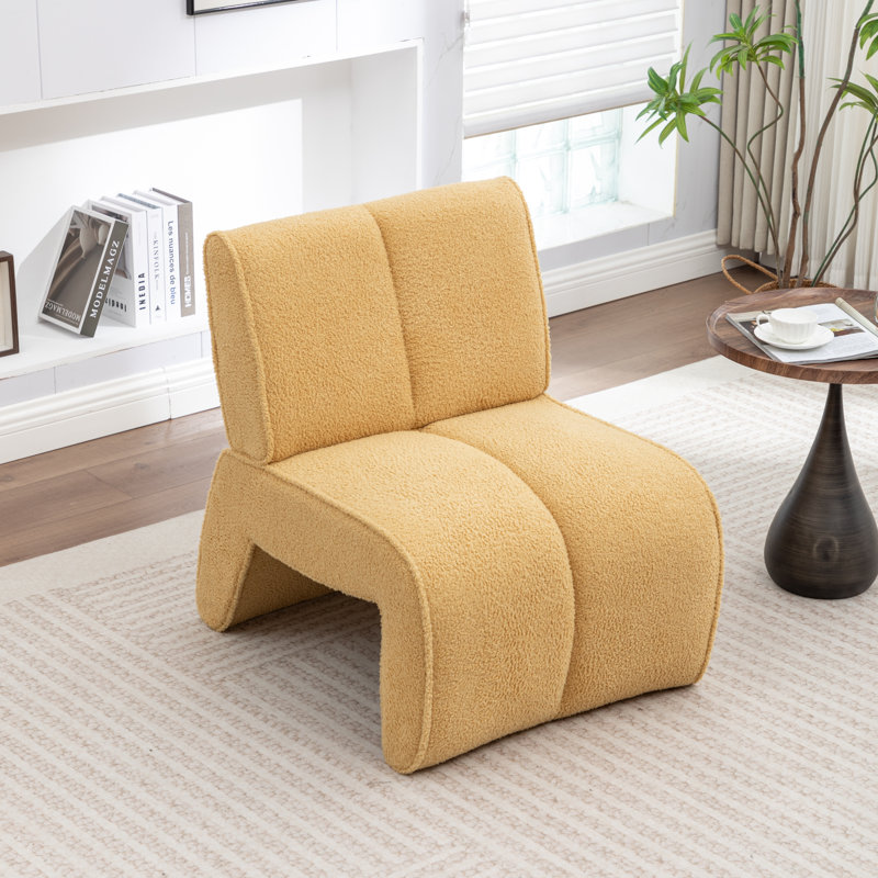 Mathias Upholstered Faux Fur Accent Chair, Yellow