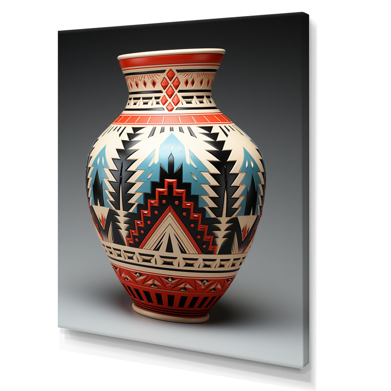 " Native Pueblo Pottery II ", Wrapped Canvas, 44" H x 34" W