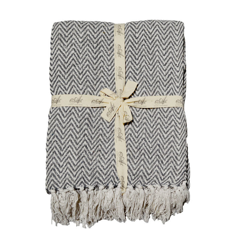 Audley Chevron Herringbone Throw Blanket, Charcoal, 150 cm x 200 cm