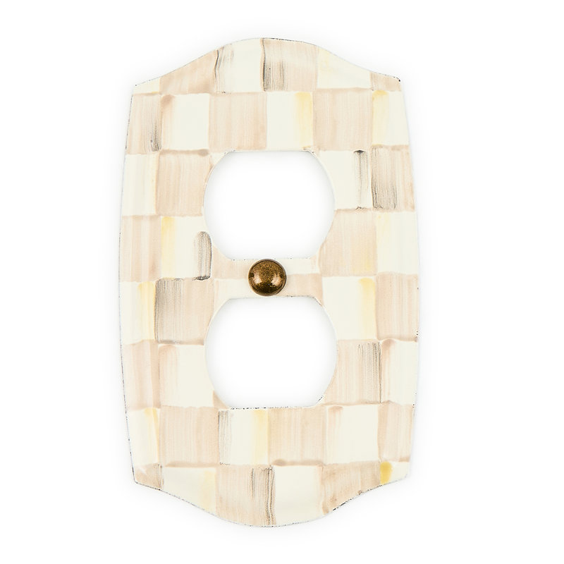 Check Double Outlet Cover, Beige