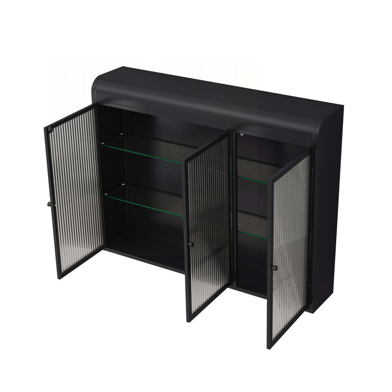 Buffet 3 portes en verre, Noir