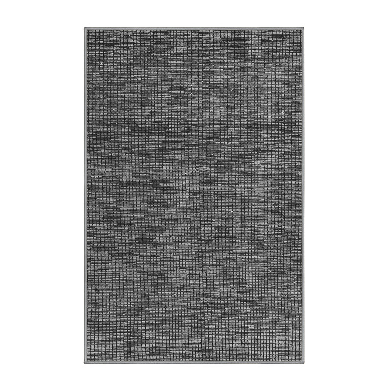 Tapis gris en chenille / polyester tissé à la machine Wilodene, Rectangle 2 pi x 3 pi