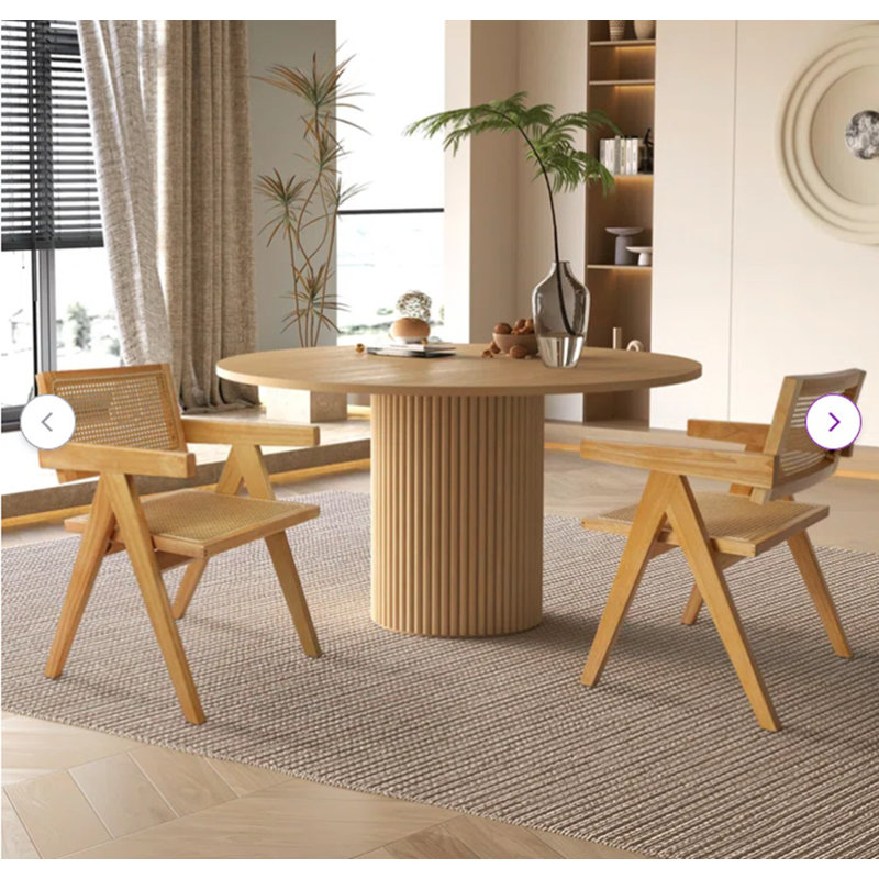 Chaise avec accoudoirs en bois massif Briggette, Naturel
