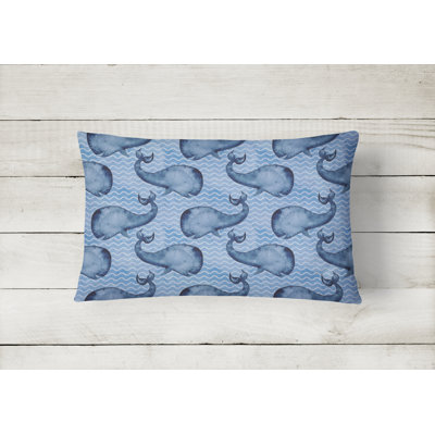  Beach Watercolor Whales Indoor/Outdoor Throw Pillow