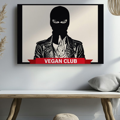 Canvas A Stylized Graphic Illustration Features A Figure In A Black Wall Art Ski Mask And A Textured Leather Jacket Cradling A Canvas Wall Art