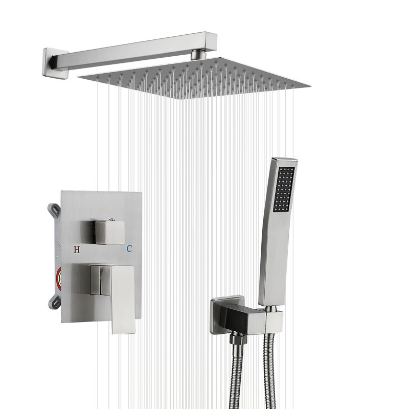 8000-8Inch Shower Faucet Shower System With 8 Inches Rain Shower Head And Handheld Spray, Brushed Nickel