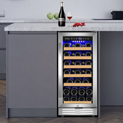 Réfrigérateur à vin 15 po à 31 portes à une zone avec charnière de porte réversible encastrée / encastrée 15
