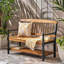 Banc Classic Imperial, design avec tablette, bois, finition avec accoudoirs noirs, siège d'une profondeur de 52,25 po, siège 17,75 po