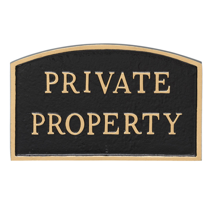 Plaque de jardin déclaration de propriété privée, Noir / or, H 10 po x l 15 po x P 0,25 po