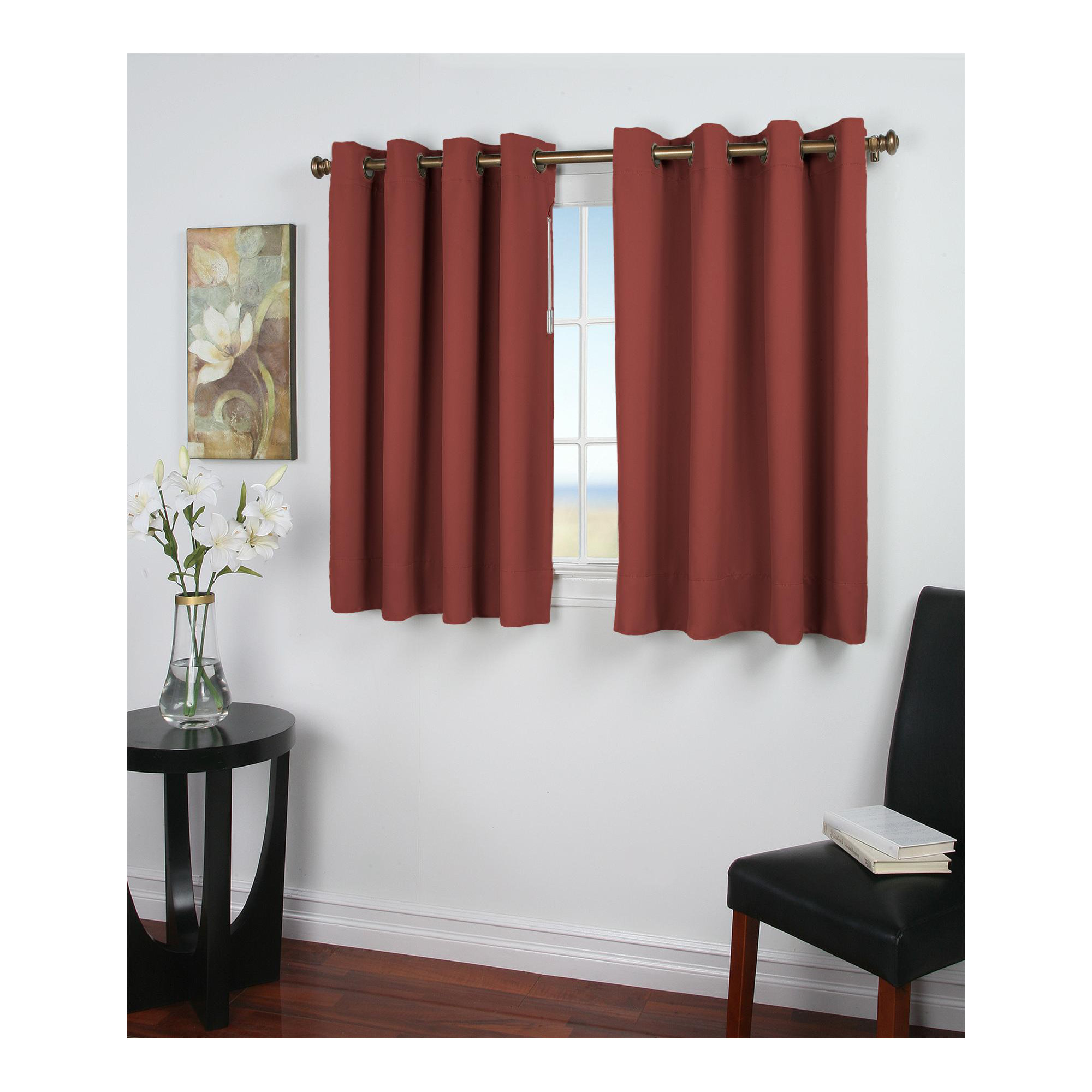 Ardelle Blackout Polyester Curtain, 56" W x 54" L, Sand with Antiqued Bronze Grommets