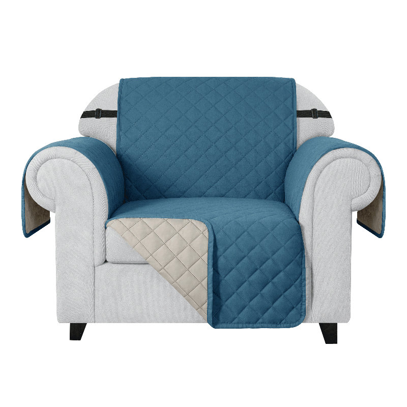 Housse réversible pour fauteuil à coussins carrés / rectangulaires, Microfibre / microsuède turquoise