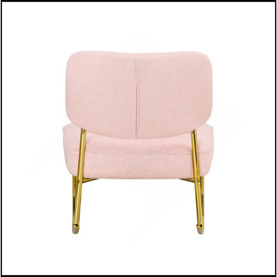 Chaise berçante rembourrée en velours Teddy, chaise berçante unique, siège rembourré, chaise berçante à dossier rose et pieds en métal doré. Chaises d'appoint confortables dans le salon, la chambre à coucher et le bureau