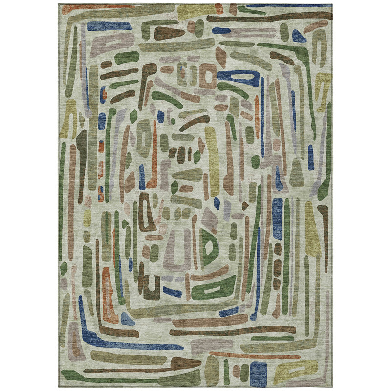 Machine Washable Indoor/Outdoor Chantille ACN2432 Casual Rug, Aloe, 3' x 5'