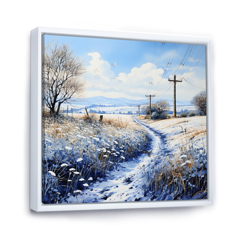 Lignes électriques harmonieuses III sur toile, H 16 po x l 16 po x P 1 po, Cadre flottant blanc