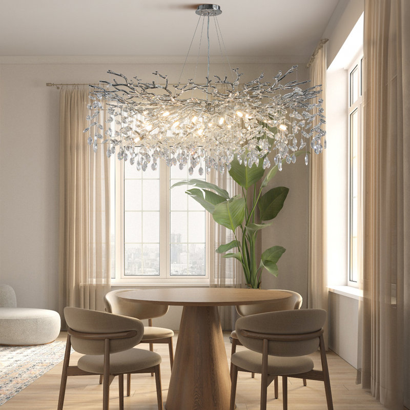Paree Dimmable Crystal Chandelier, Silver, 17.7" H x 47.2" W x 47.2" D
