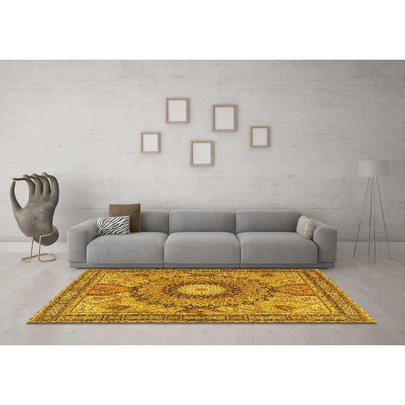 Washable Oriental Indoor Rug, Square 7'