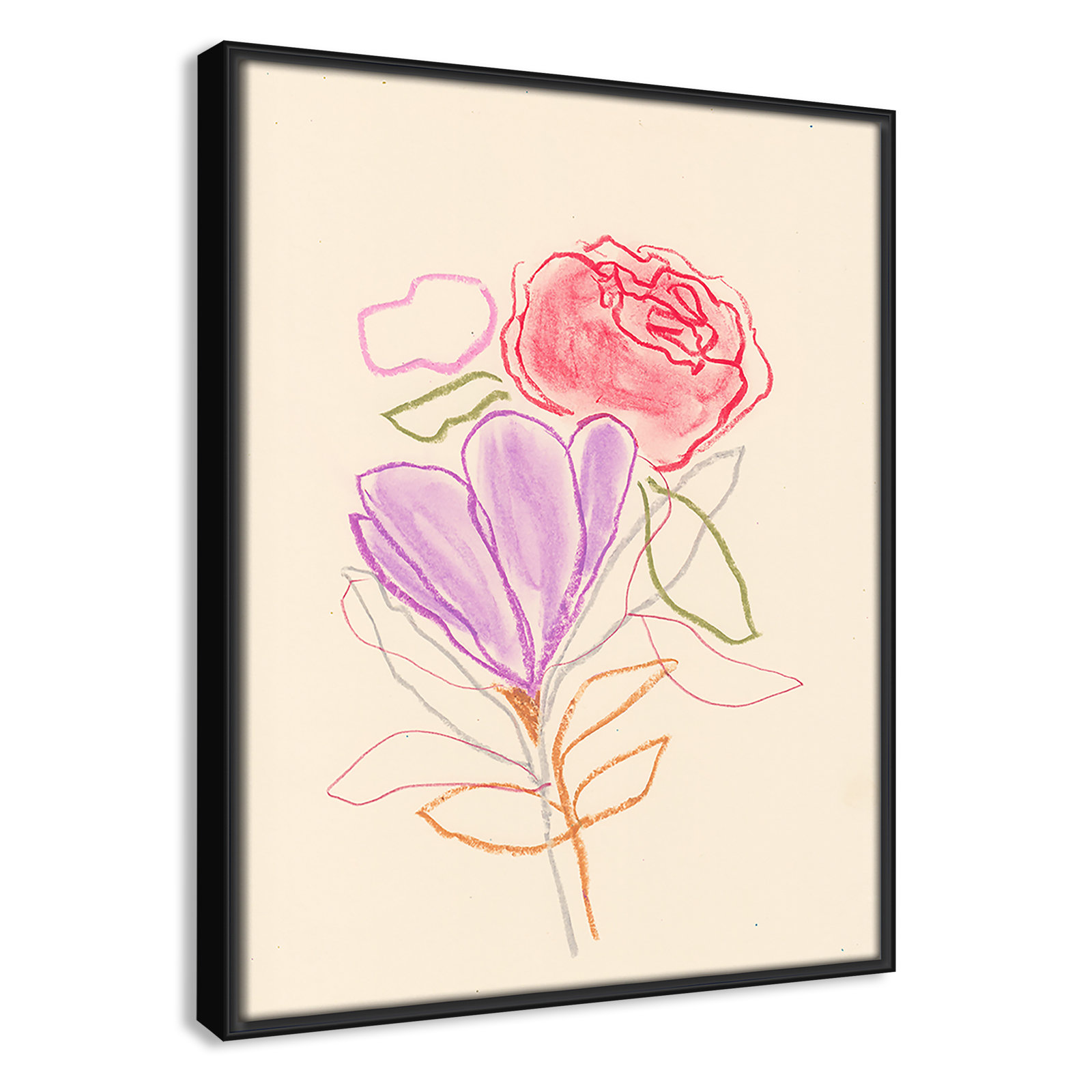 Simple Floral "Simple Floral III" Print, No Mat, 15.5" H x 12.5" W x 2" D, Black Floater Framed Canvas