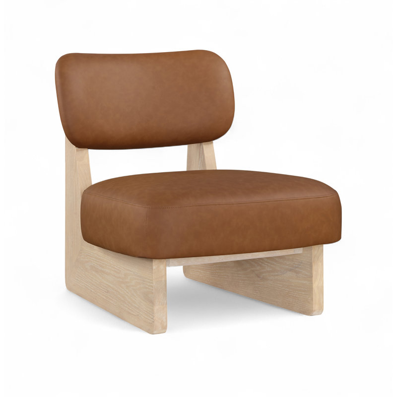 Fauteuil d'appoint en cuir Vetra Lystra, Cuir cognac végétalien, Naturel