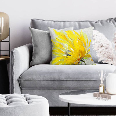 Yellow flower - 16"x16" Throw pillow - Poly twill - Print on demand