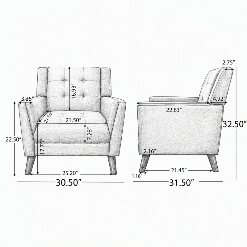 Fauteuil Mid-Century, Beige