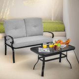 2 - Person 49cm Long Bistro Set With Padded Cushions And Table