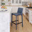 Tabouret de bar H 26 po entièrement assemblé, tabouret de bar rembourré en cuir Saddle avec siège rembourré, tabouret de bar à hauteur de comptoir avec repose-pieds à structure en métal pour îlot de cuisine, bleu-2110896976-2110765623
