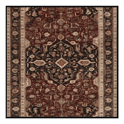 Tapis persan noir lavable à la machine