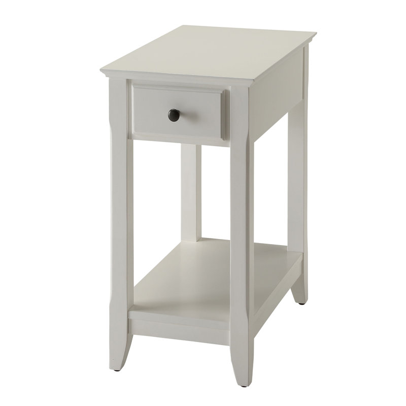 Table d'appoint en bois blanc avec tiroir - Améliore l'esthétique de votre maison