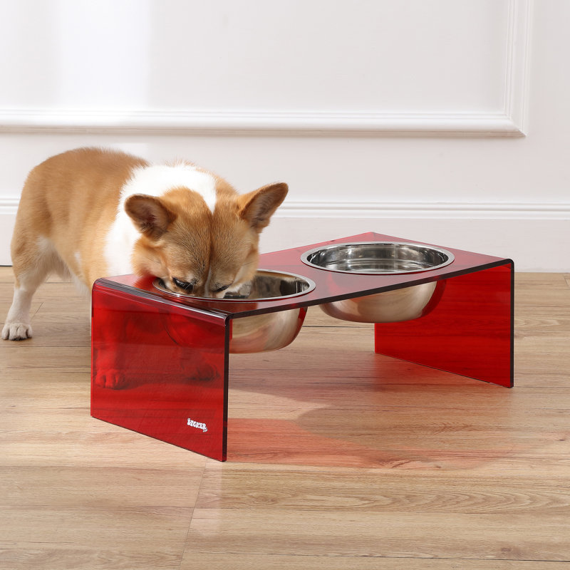 Mangeoire pour animaux Keaton, Moyen (6,76 tasses / 54 oz liquides), Rouge / chrome