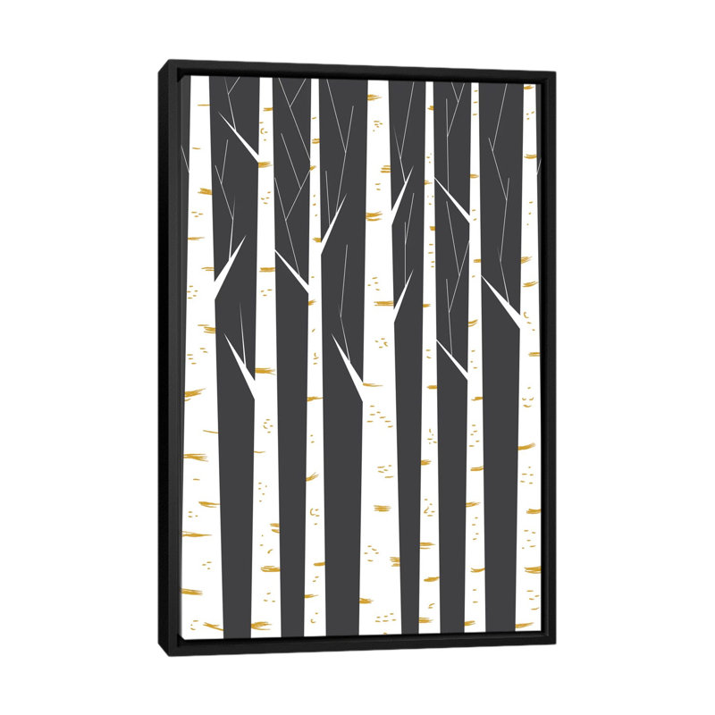 « bouleau forest »-reproduction d’impression sur toile tendue, H 60 po x l 40po x P 1,5 po, Toile avec cadre noir, Non mat