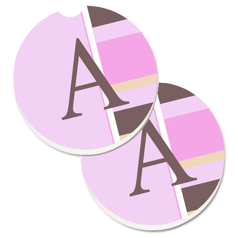 Sous-verre voiture monogramme initial, A, Rose