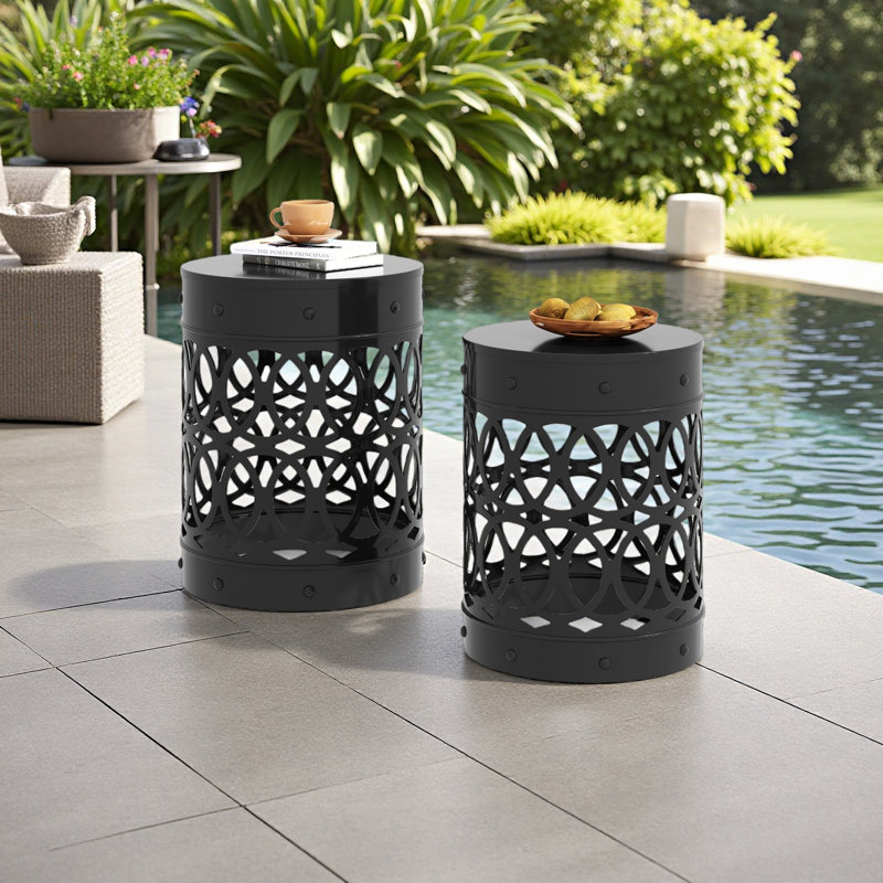 Table de bout d'extérieur en métal S / 2, Noir