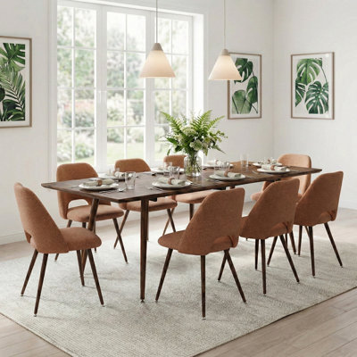 Ensemble de table de salle à manger extensible 9 pièces avec chaises d'appoint rembourrées