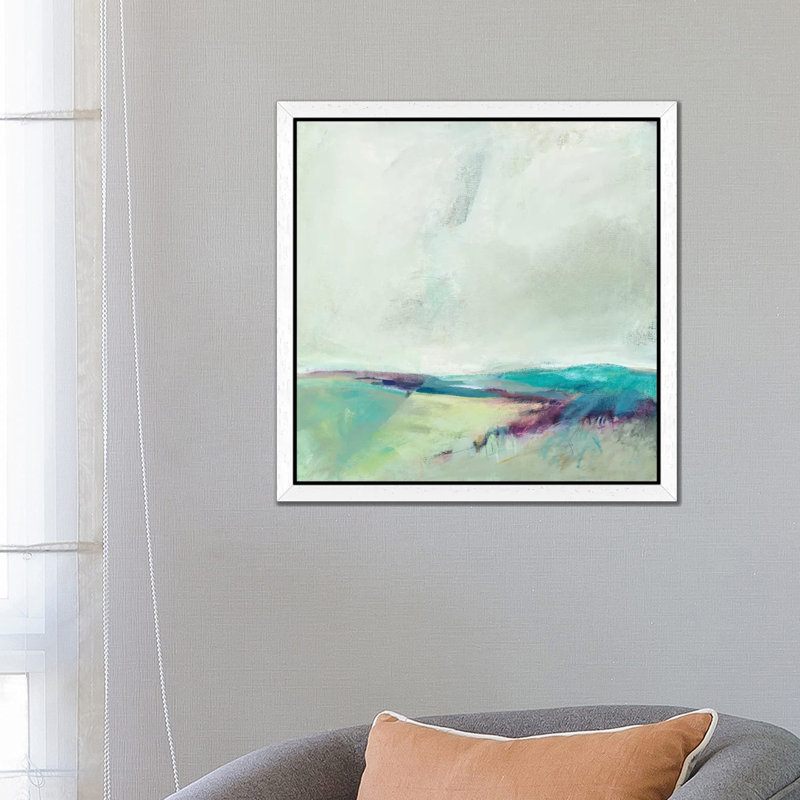 Crossing Spaces by Alice Sheridan - Floater Frame Painting on Canvas, 45.72 cm H x 45.72 cm W, White Framed