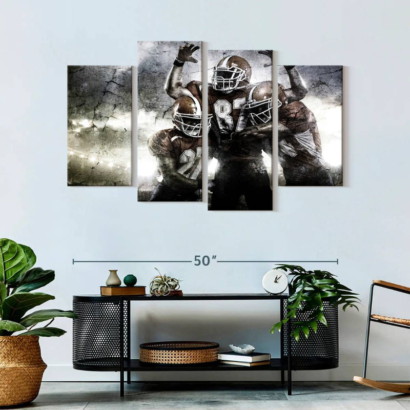 Thrilling Football - Ensemble de 4 toiles tendues, H 32 po x l 52 po x P 1,25 po