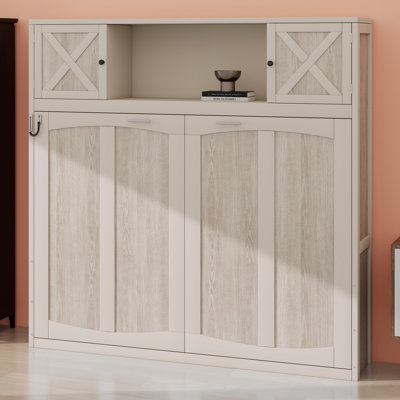 Multi‑Functional Murphy Bed Frame, Attached Practical Storage Cabinets Included