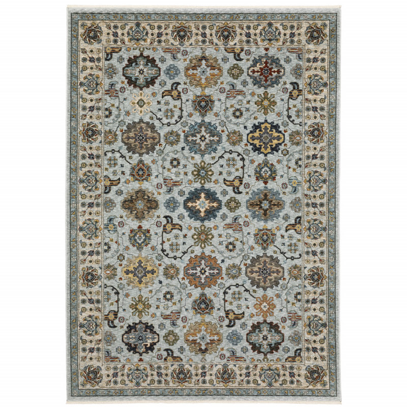 Tapis bleu clair / beige Hovis, Rectangle 3 pi 3 po x 5 pi
