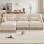 100" Modern Leopard Print Chenille L-Shaped Sofa, 3-Seater Sectional Sofa with Movable Ottoman, Delicate Tassel Edge, Ergonomic Deep Seat, Easy Assembly for Living Room-1283557655