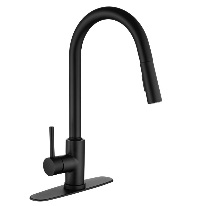 KISRAIS Pull Down Kitchen Faucet, Matt Black