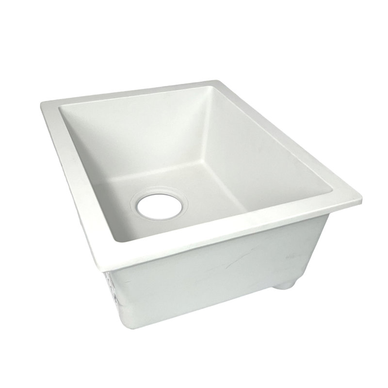 15'' L Undermount Single Bowl Granite Kitchen Sink, Matte White