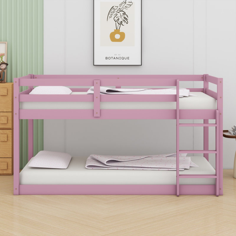 Floor Bunk Bed With Ladder, Pink