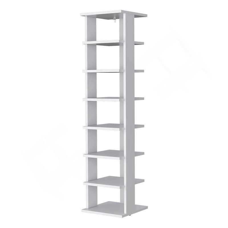 Range-chaussures vertical blanc à 7 niveaux, Blanc