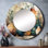 Green And Orange Artisanal Boho Pottery I - Boho Pottery Round Mirror Wall Decor_MTMIR62391