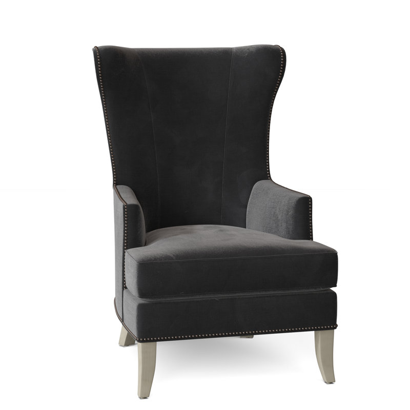 Andrew Wingback Chair, Linen (3155 72), Brass, Almond Buff