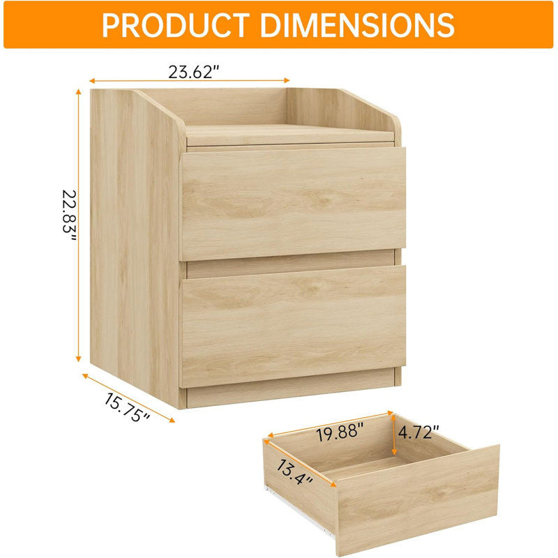 59.99cm W Bedside Table, Ivory
