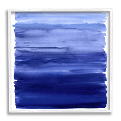 "Blue Gradient Brush Strokes" par Allie Corbin - peinture encadrée sur bois
