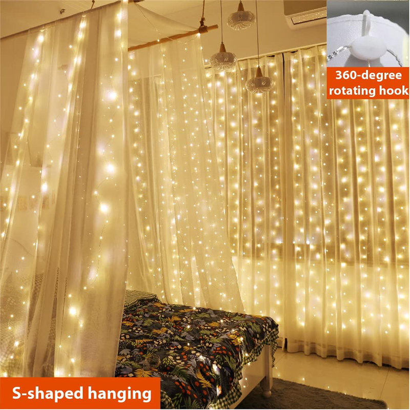 Shamarria Outdoor 300 - Bulb 118'' Plug-in LED Curtain String Light