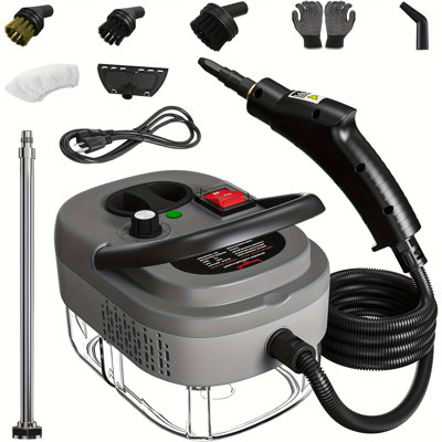 2500W Portable Steam Cleaner, High Temperature Steam Cleaning Machine(40.58oz) With Brush Heads, Handheld Steamer For Car Detailing, Couch, Windows, Furniture, Kitchen, Bathroom, Grout And Tile(BlackWhite)