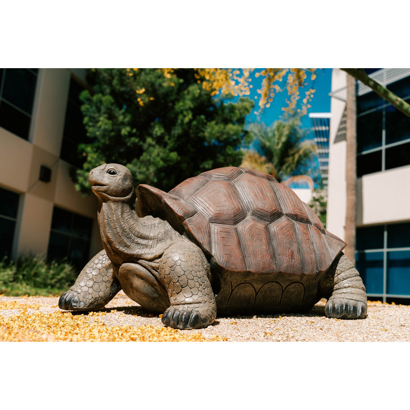 Statue de tortue de marche en béton / MgO brune et noire de L 28 po Xbrand, décorations d'intérieur ou d'extérieur, sculptures de jardin, statue de jardin tortue