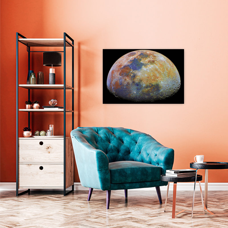 Surface lunaire colorée, paysage abstrait coloré, art mural, H 24 po x l 36 po